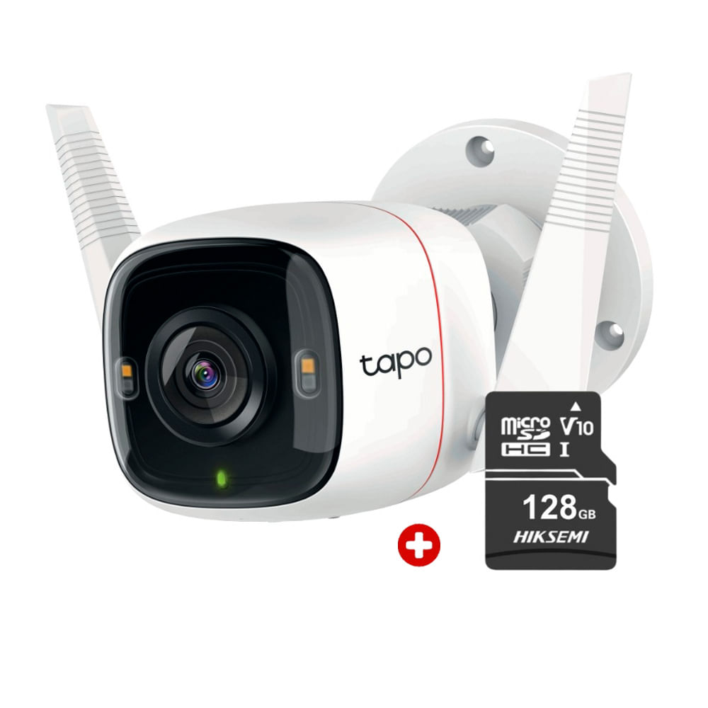 Cámara de seguridad Tapo C320WS 2K 4MP para exterior, Wi-Fi, QHD, blanco + Micro SD 128GB