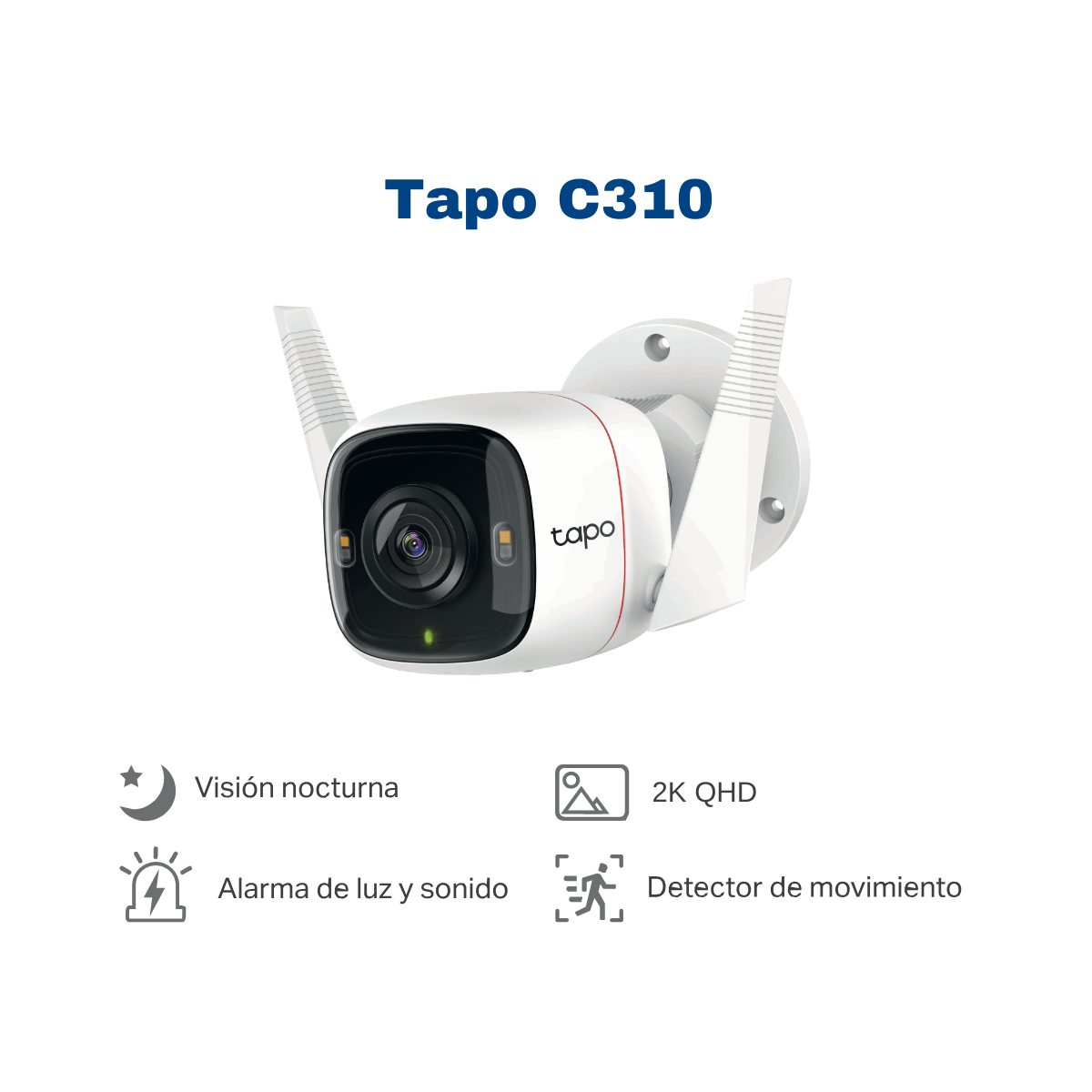 Imagen 2 del producto Cámara de seguridad Tapo C320WS 2K 4MP para exterior, Wi-Fi, QHD, blanco + Micro SD 128GB