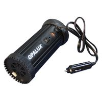 Inversor de corriente para auto Opalux 150W, onda senoidal modificada, voltaje de entrada 12-220VAC, salida 5V, puertos USB C y A, negro