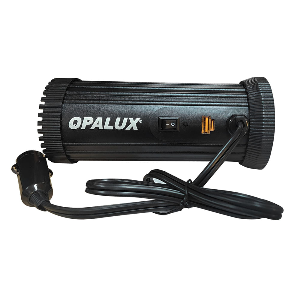 Imagen 2 del producto Inversor de corriente para auto Opalux 150W, onda senoidal modificada, voltaje de entrada 12-220VAC, salida 5V, puertos USB C y A, negro