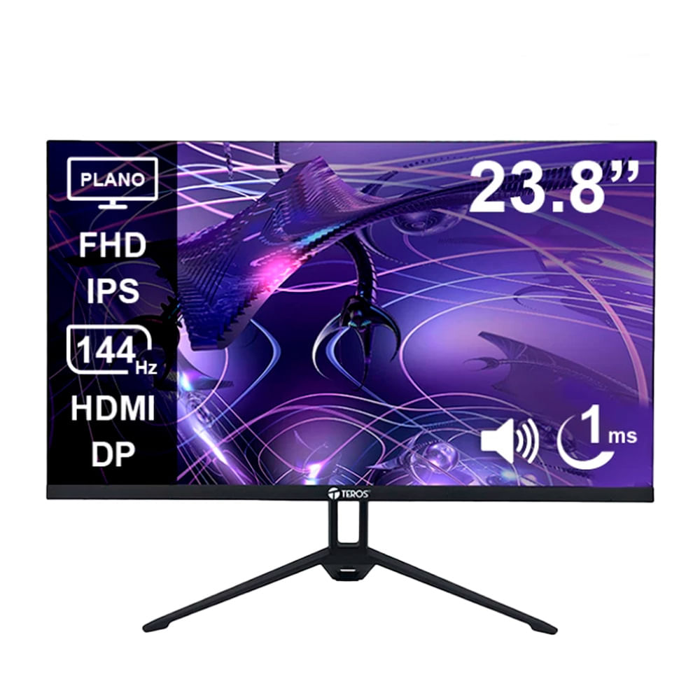 Monitor plano Teros TE-2417S 23.8" FHD IPS 144Hz, 1ms, parlantes integrados y soporte VESA