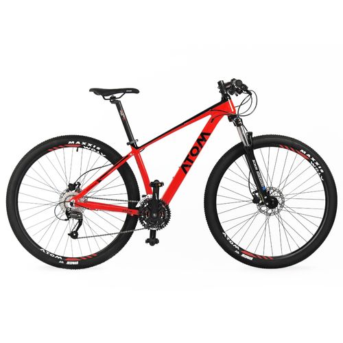 Bicicleta Atom Burner Aro 29", talla 18', asiento regulable, aluminio, rojo y negro