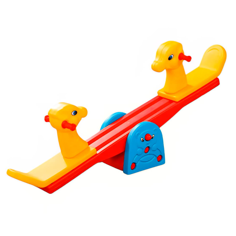 Sube y baja para niños Mi Mundo Feliz, peso máx. soportado 100kg, caballos, rojo y naranja