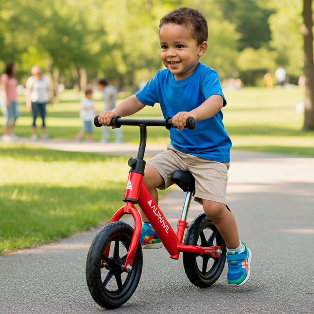 Imagen 2 del producto Bicicleta de balance Alphavil BX1 para niños, estructura ligera, asiento ajustable, ruedas EVA, rojo