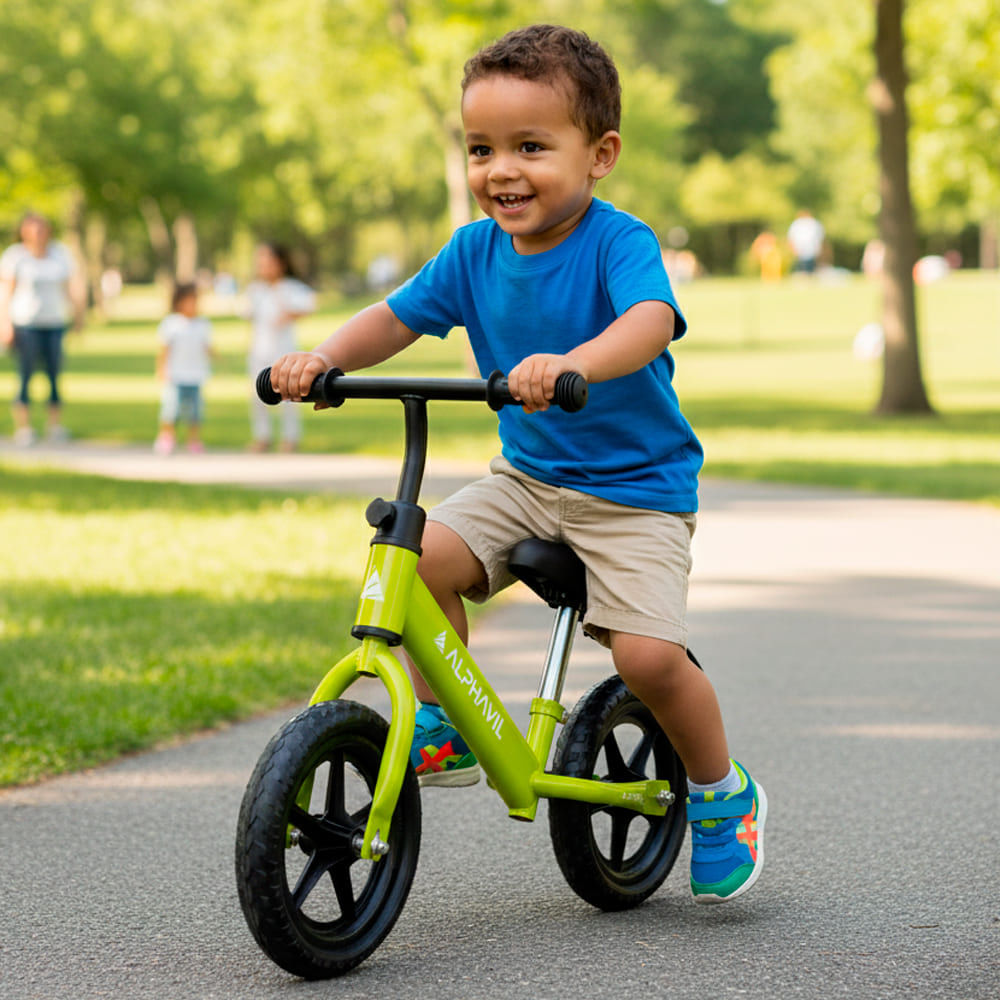Imagen 2 del producto Bicicleta de balance Alphavil BX1 para niños, asiento ajustable, ruedas EVA, estructura ligera, amarillo