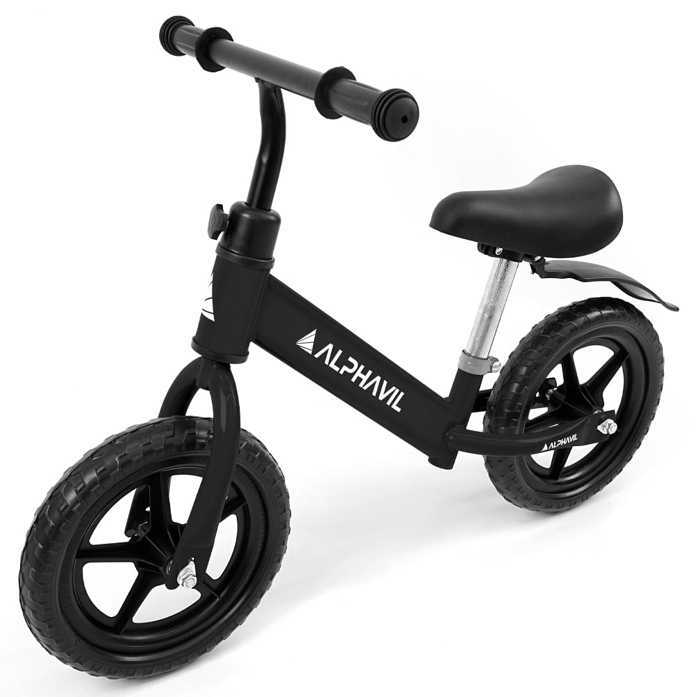 Bicicleta de balance Alphavil BX1 para niños, asiento ajustable, ruedas EVA, estructura ligera, negro