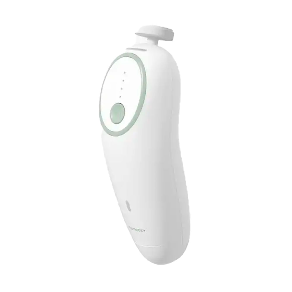 Lima de uñas eléctrica para bebés Momcozy, recargable, luz LED 360°, corte suave y seguro, blanco