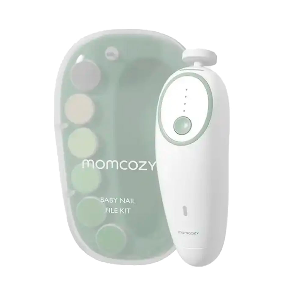 Imagen 2 del producto Lima de uñas eléctrica para bebés Momcozy, recargable, luz LED 360°, corte suave y seguro, blanco