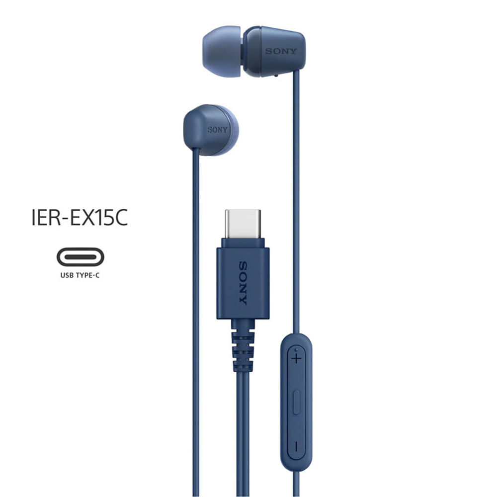 Imagen 2 del producto Audífonos in ear con micrófono Sony IER-EX15C conector USB Tipo-C, azul
