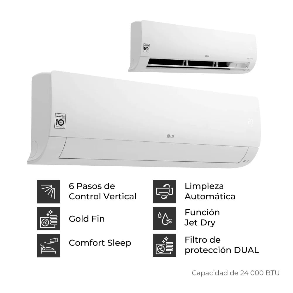 Imagen 2 del producto Aire acondicionado LG Split Dualcool  de 24.000 BTU/H, invertir, frío calor, blanco