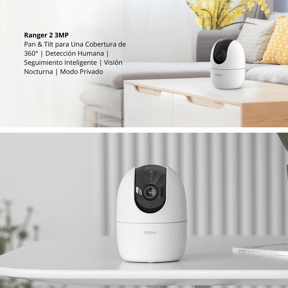 Imagen 2 del producto Cámara de seguridad IMOU Ranger 2, 3MP, Wi-Fi, 360°, visión nocturna, detección humana, interior, blanco