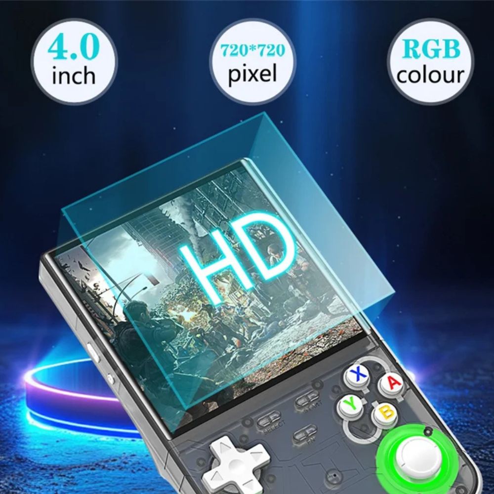 Imagen 2 del producto Consola portátil R36 Ultra, almacenamiento 128GB, Wi‑Fi, juegos incluidos, negro transparente