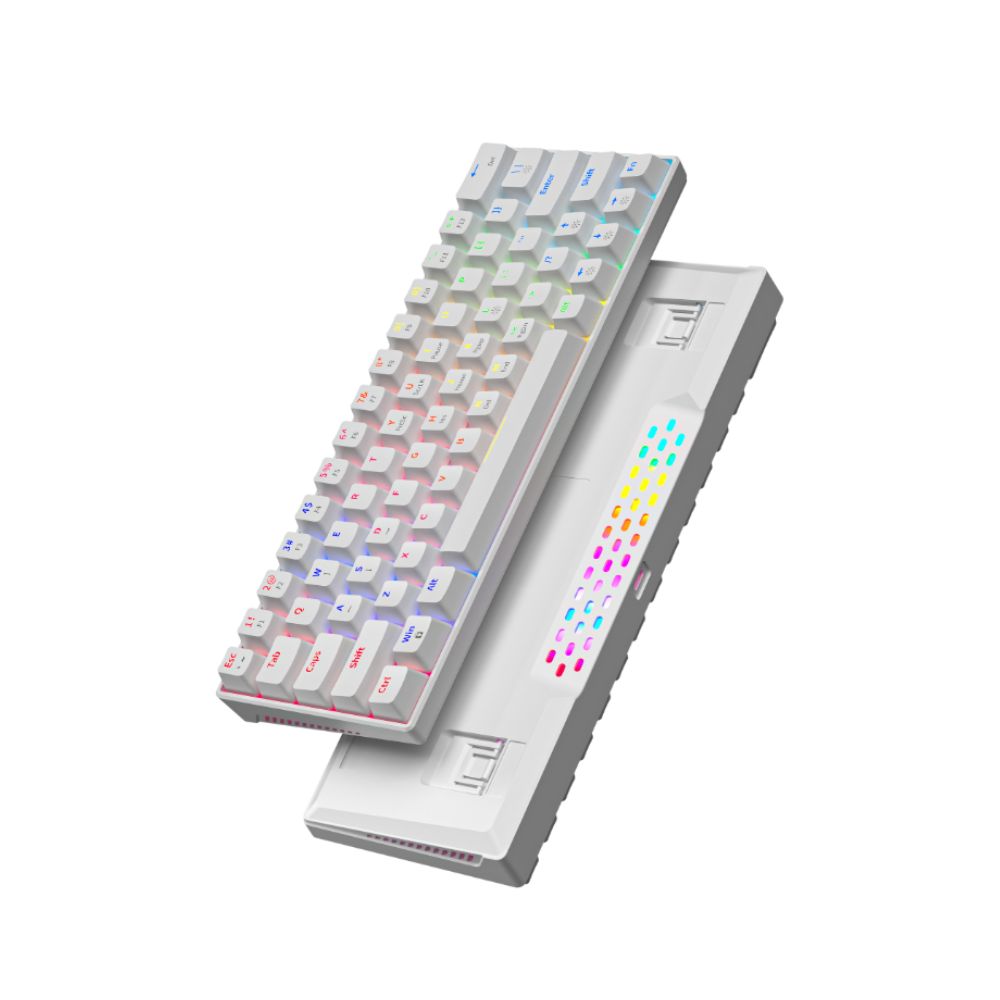 Imagen 2 del producto Teclado gamer alámbrico Zifriend KA646, conexión USB Tipo-C, mecánico 60%, RGB Rainbow, switches blue, blanco