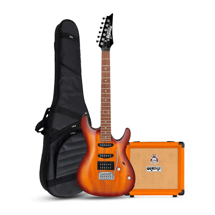 Pack Ibanez GSA60 Brown Sunburst, amplificador Orange Crush 12W, accesorios completos