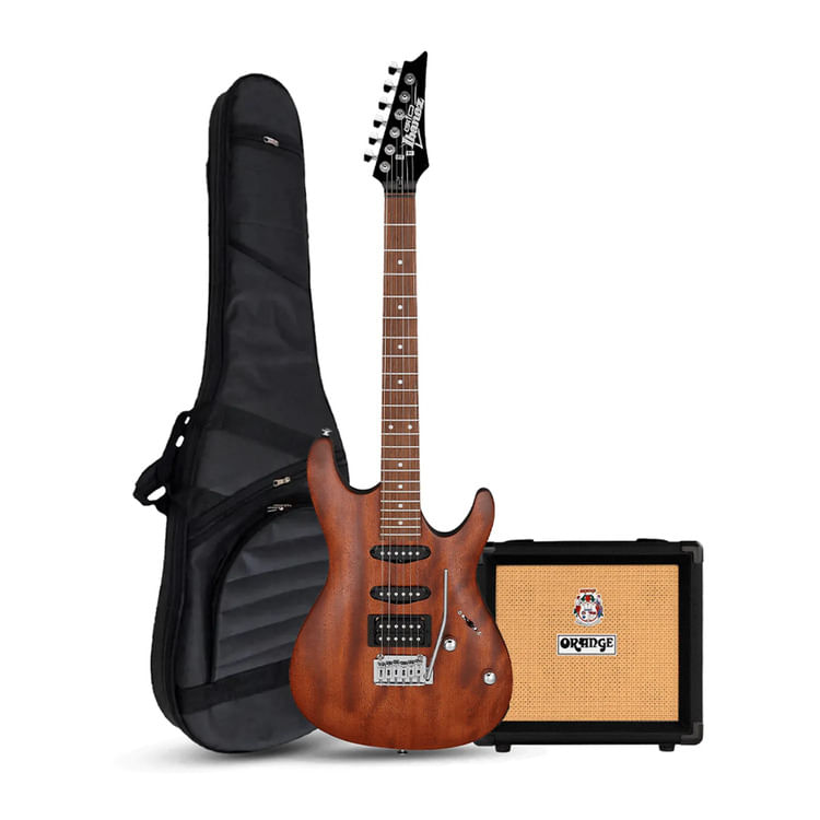 Pack Ibanez GSA60 Walnut Flat, amplificador Orange Crush 12W, accesorios completos