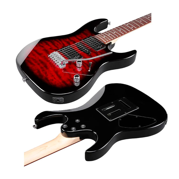Imagen 2 del producto Pack Ibanez GRX70QA Transparent Red Burst, amplificador Orange Crush 12W, accesorios completos