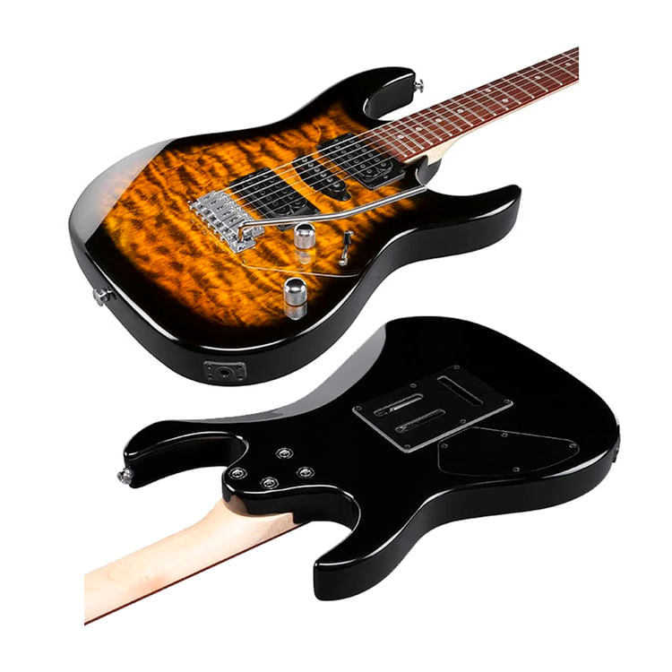 Imagen 2 del producto Pack Ibanez GRX70QA Sunburst, amplificador Orange Crush 12W, accesorios completos