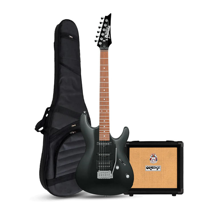 Pack Ibanez GSA60 Black Night, amplificador Orange Crush 12W, accesorios completos