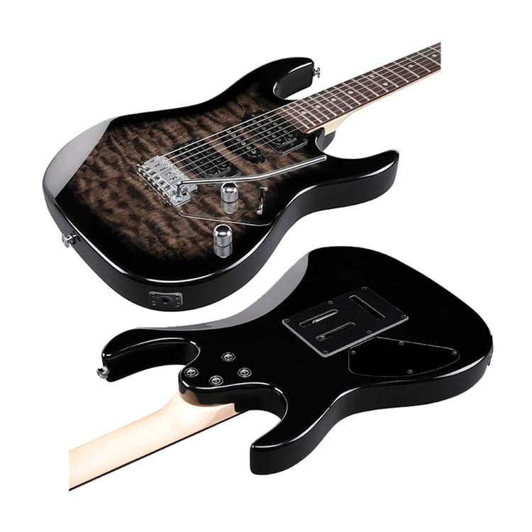 Imagen 2 del producto Pack Ibanez GRX70QA Transparent Black Burst, amplificador Orange Crush 12W, accesorios completos