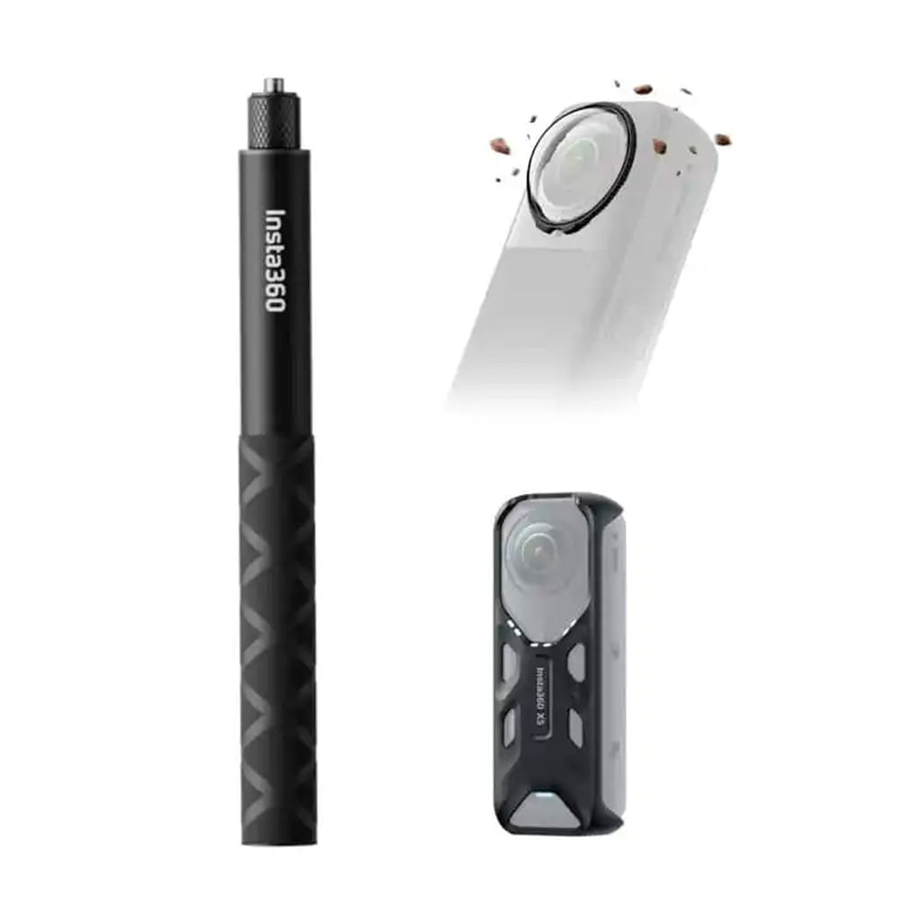 kit insta360 palo selfie 114 cm, protector de lente premium, agarre termico, para x5