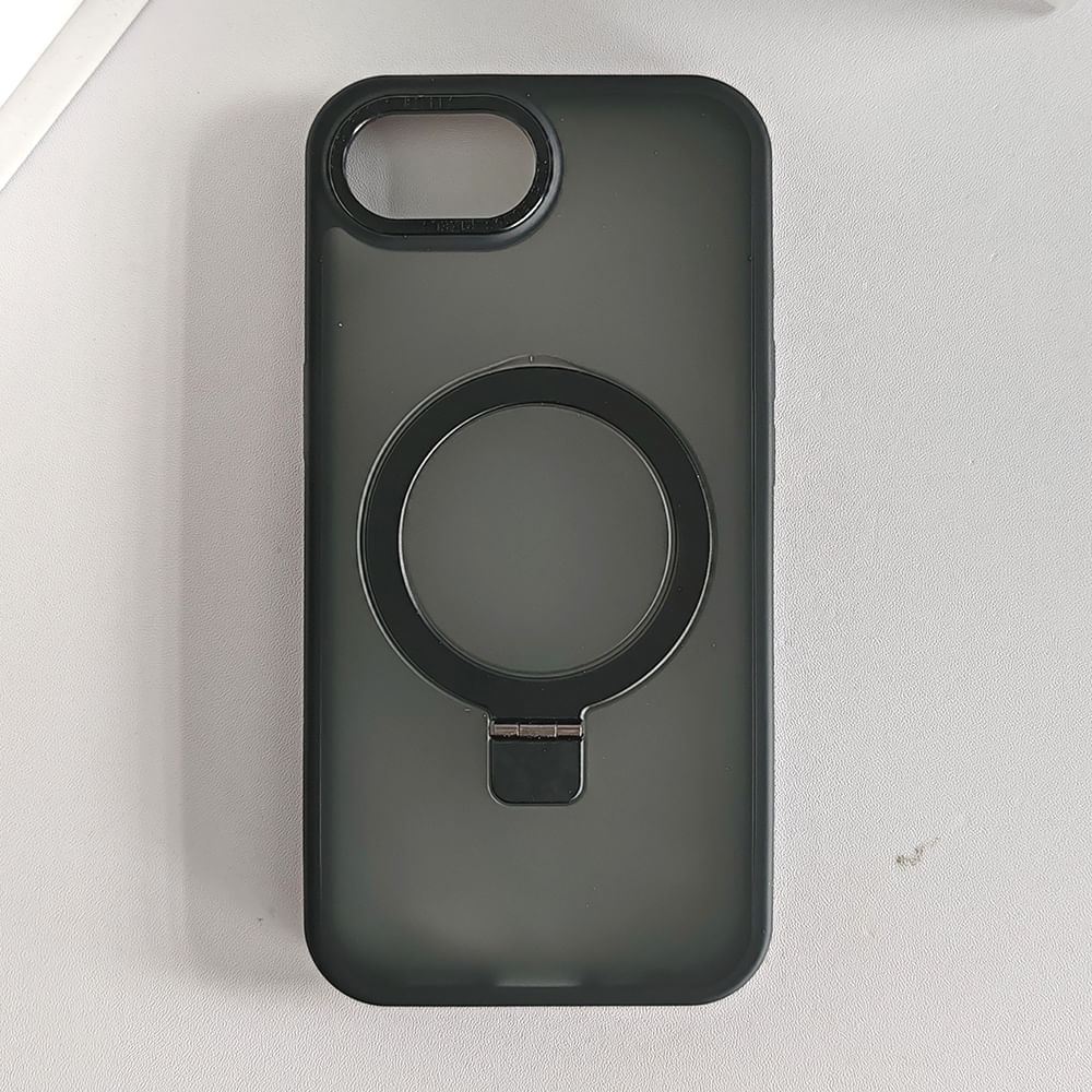 Imagen 2 del producto Case iBox para iphone 16e metal matte, con magsafe para carga inalámbrica con soporte, mate traslúcido negro