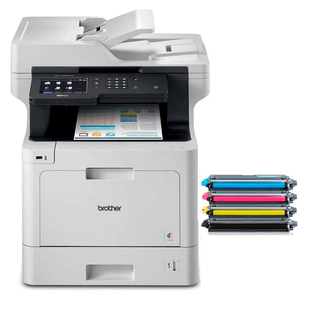 Impresora multifuncional Brother MFC-L8900CDW láser color, con cartuchos de tóner, gris