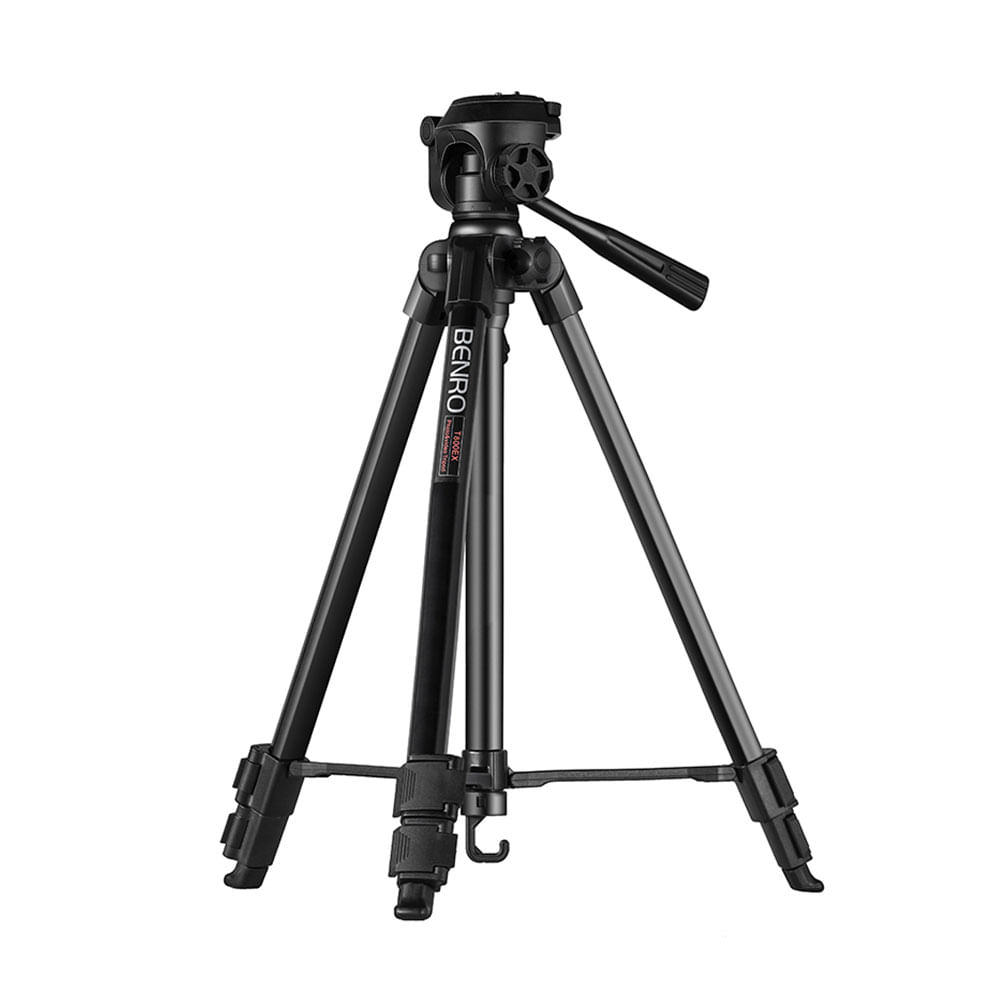 Trípode para cámara fotográfica Benro T800EX, altura de 53 cm - 143 cm, cabezal giratorio 360°, aluminio, carga máx. 2 kg, negro