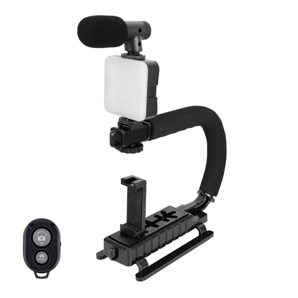 Kit de grabación Escorpión KREED AY-49U con luz LED recargable, micrófono y soporte para cámara y celular