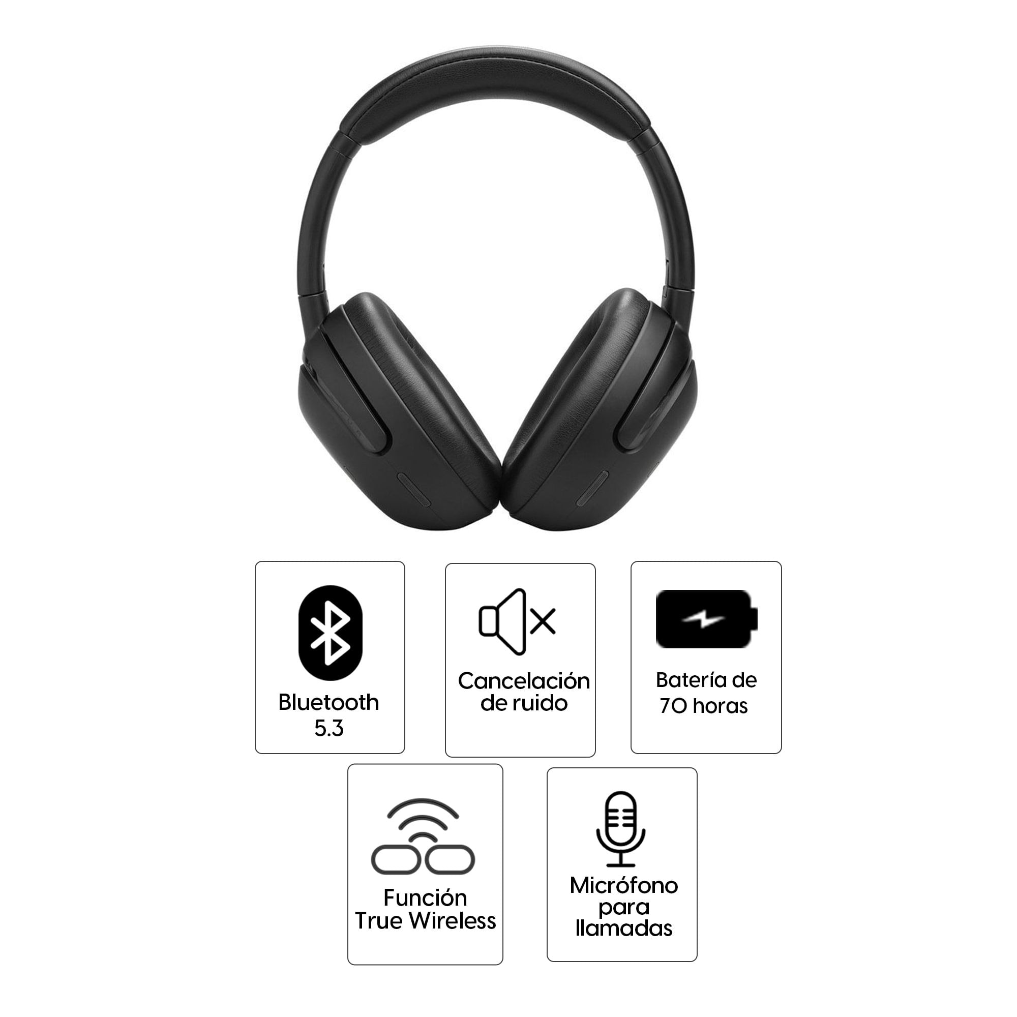 Imagen 2 del producto Audífonos con cancelación de ruido JBL Tour One M3 micrófono incorporado, máx. 70 horas, controles táctiles, negro