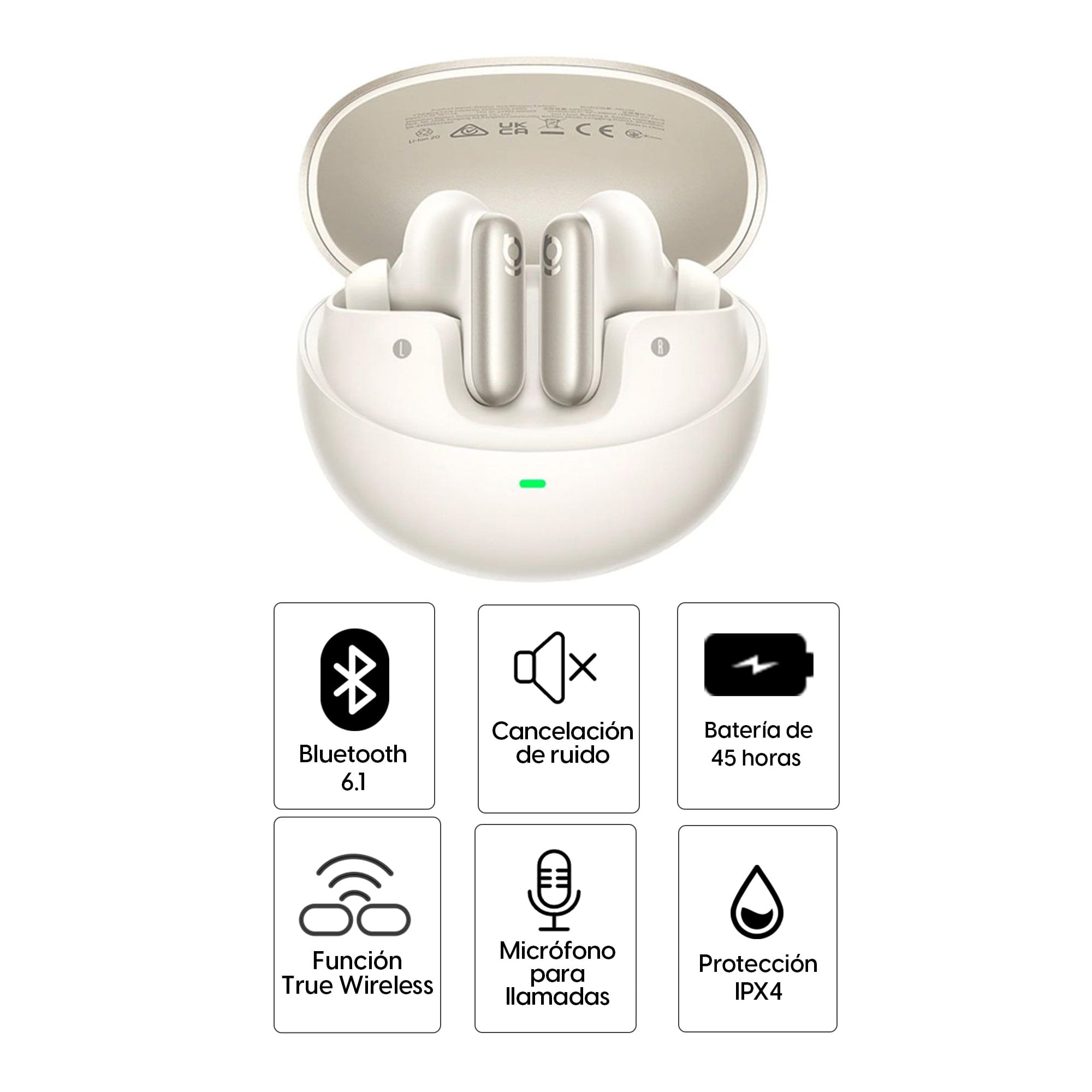 Imagen 2 del producto Audífonos bluetooth True Wireless Baseus XP1 By Bose resistente al agua IPX4, duración máx. 45 horas con estuche de carga, blanco