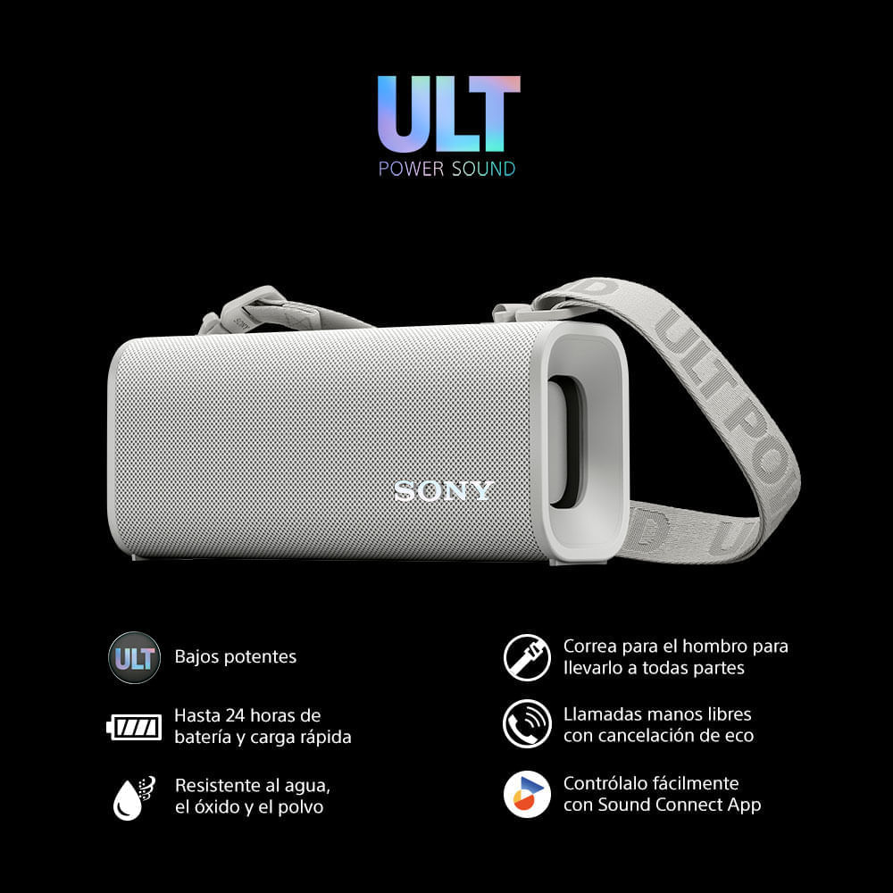 Imagen 2 del producto Parlante portátil Sony ULT FIELD 3 SRS-ULT30, bluetooth, waterproof, 24 h batería, correa de hombro, graves potentes, blanco