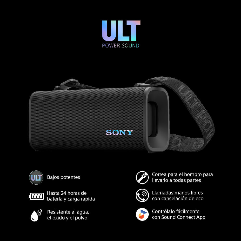 Imagen 2 del producto Parlante portátil Sony ULT FIELD 3 SRS-ULT30, bluetooth, waterproof, 24 h batería, correa de hombro, graves potentes, negro
