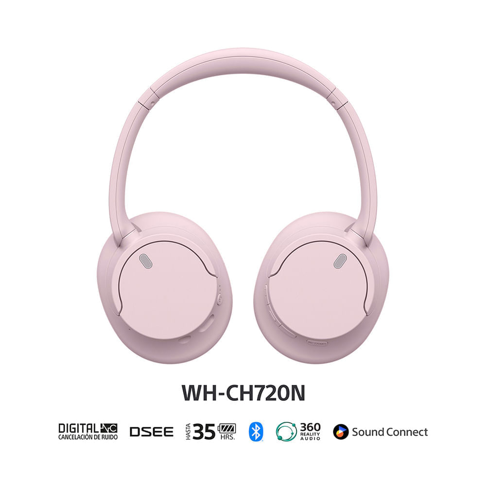 Imagen 2 del producto Audífonos inalámbricos con cancelación de ruido Sony, WH-CH720N, over-ear, batería de hasta 35 horas, rosado