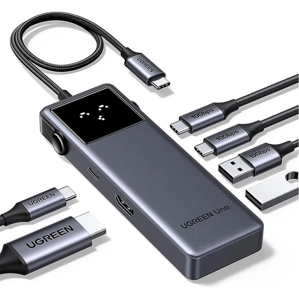 Imagen 2 del producto Adaptador Ugreen USB-C 6 puertos 2 USB-A 3.2, 2 USB-C 3.2, USB-C PD 100W y HDMI 4K