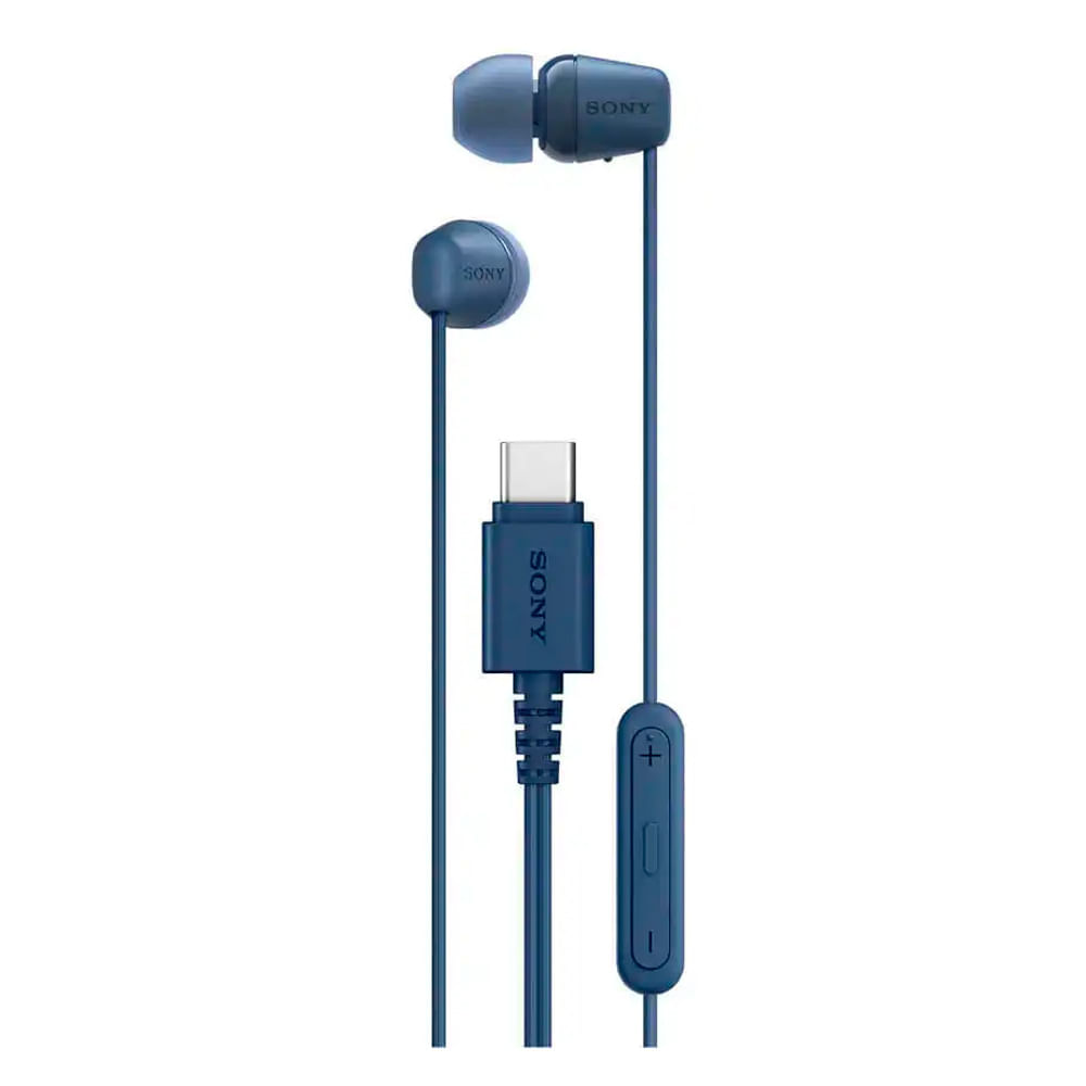 Audífonos in ear Sony IER-EX15C, USB Tipo-C, graves potentes, cable antienredo, azul