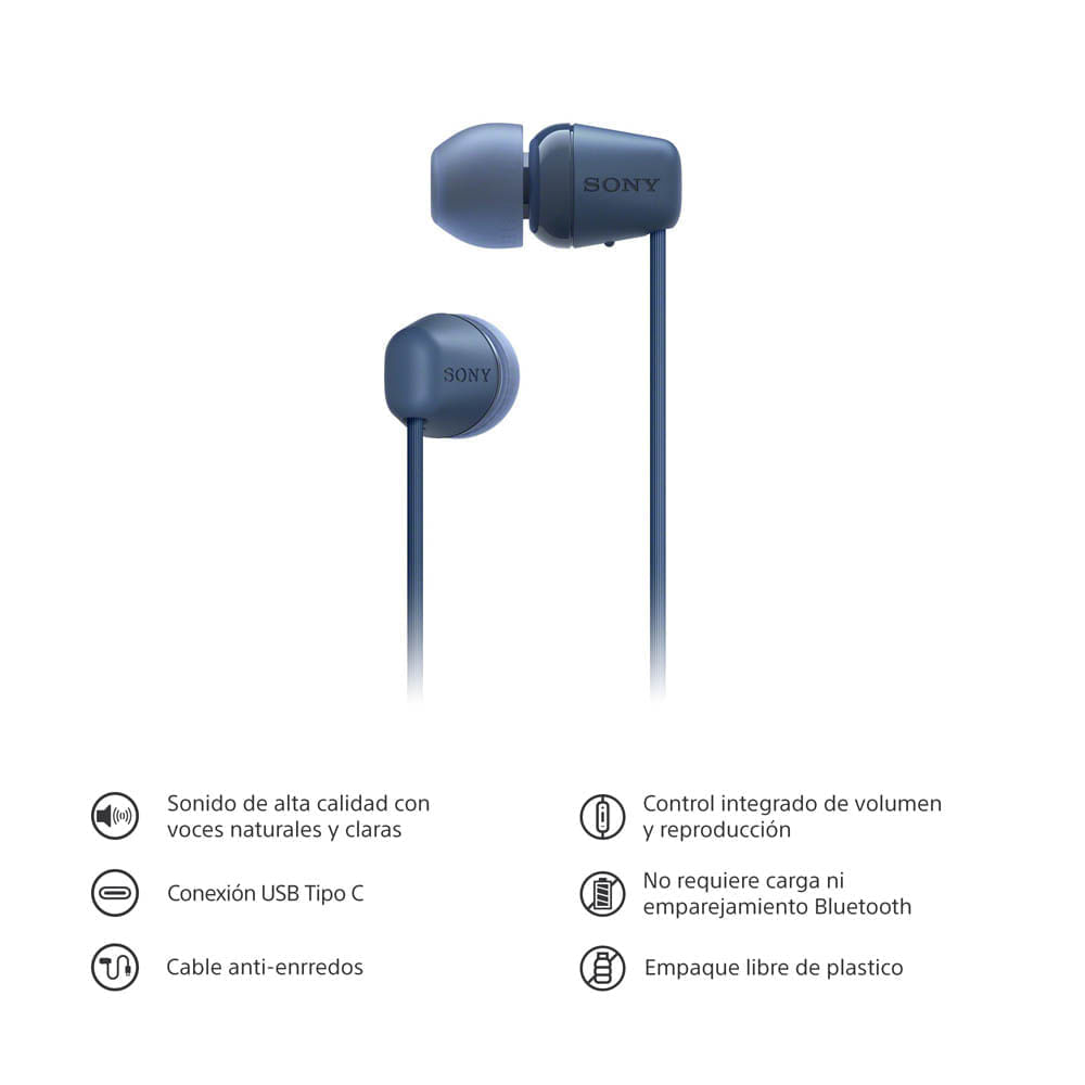 Imagen 2 del producto Audífonos in ear Sony IER-EX15C, USB Tipo-C, graves potentes, cable antienredo, azul
