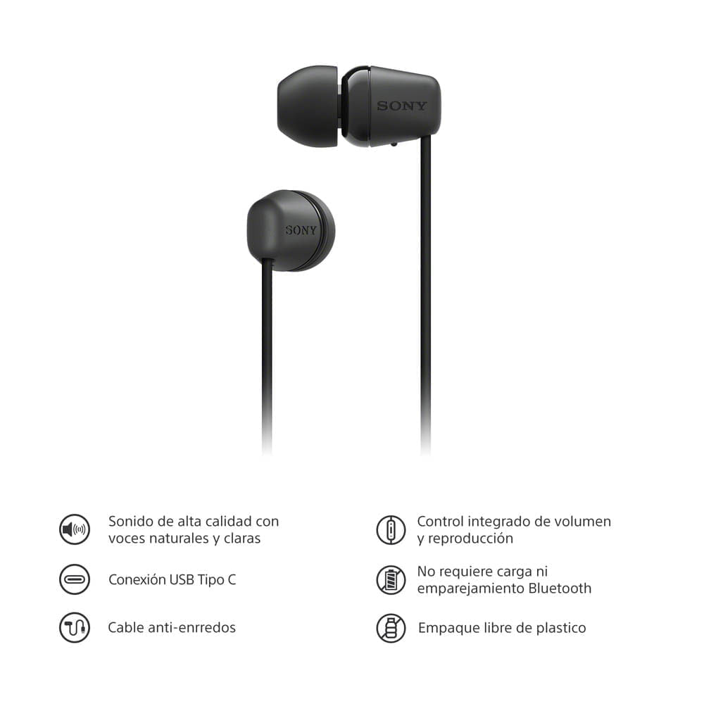 Imagen 2 del producto Audífonos in ear USB Tipo-C Sony IER-EX15C con cable, graves potentes, diseño ligero, negro