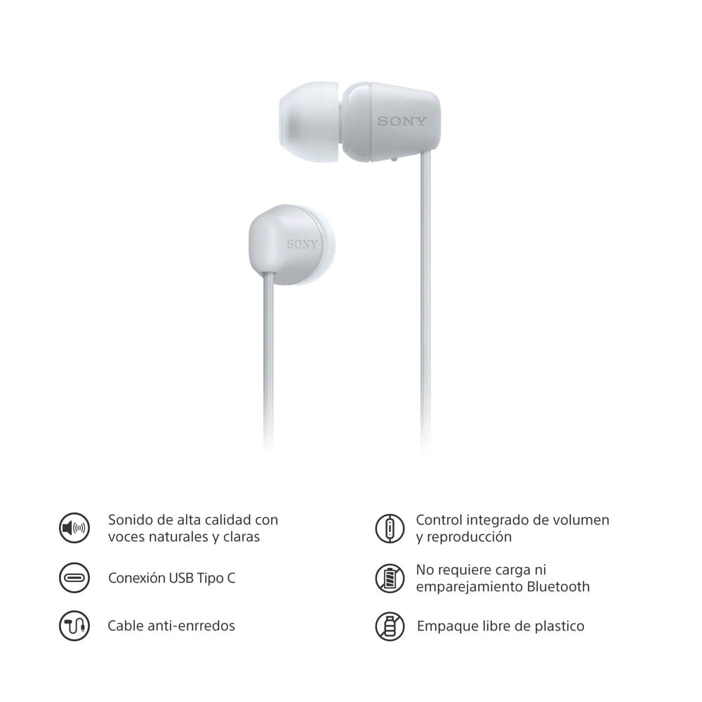 Imagen 2 del producto Audífonos in ear Sony IER-EX15C, conector USB Tipo-C, micrófono, blanco