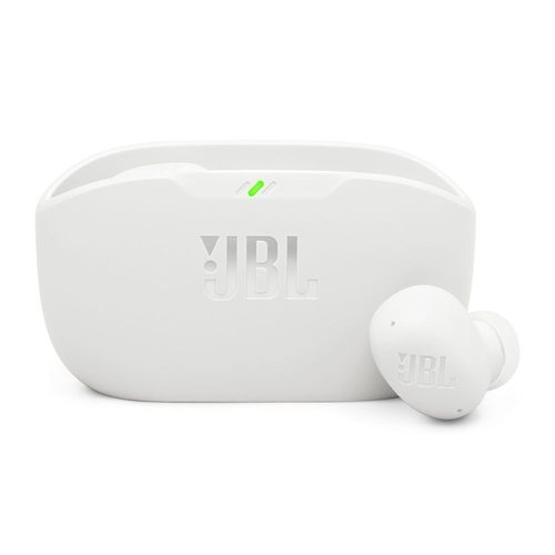 Audífonos bluetooth True Wireless JBL Wave Buds 2 cancelación de ruido, resistente IP54, duración máx. 32 horas con estuche de carga, blanco