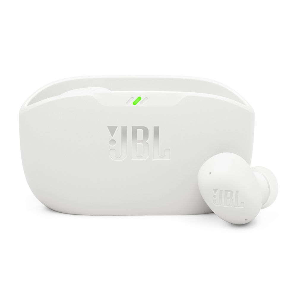 Audífonos bluetooth True Wireless JBL Wave Buds 2 cancelación de ruido, resistente IP54, duración máx. 40 horas con estuche de carga, blanco