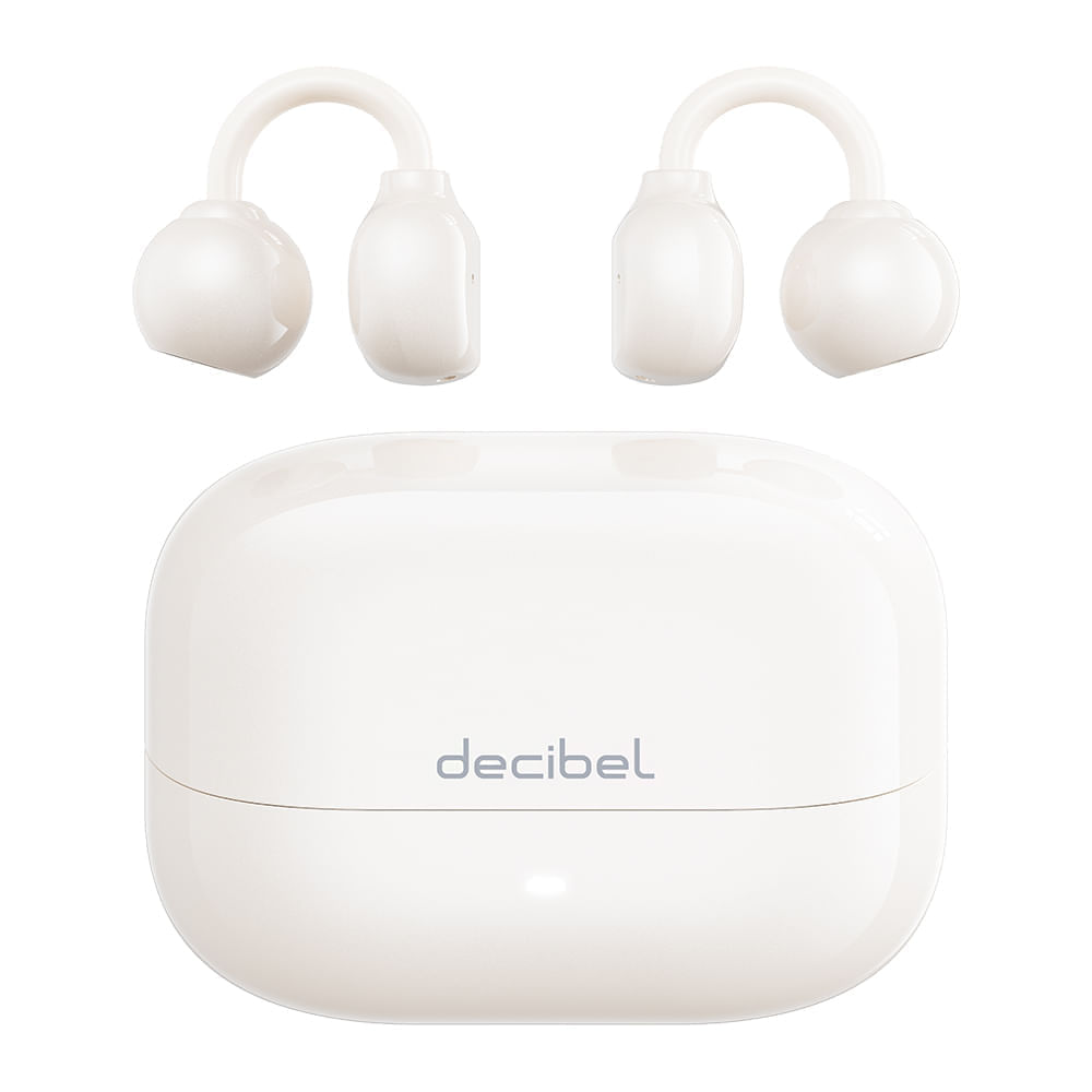 Audífonos bluetooth True Wireless Decibel Clip Air resistente al agua IPX4, duración máx. 30 horas con estuche, perla
