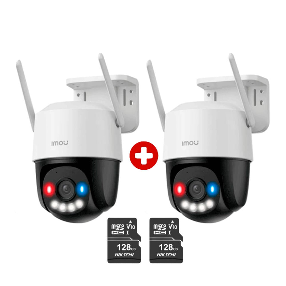 Kit 2 Cámara seguridad Domo IMOU Cruiser SC 3K 5MP + Micro SD 128GB 360° Exterior - Blanco