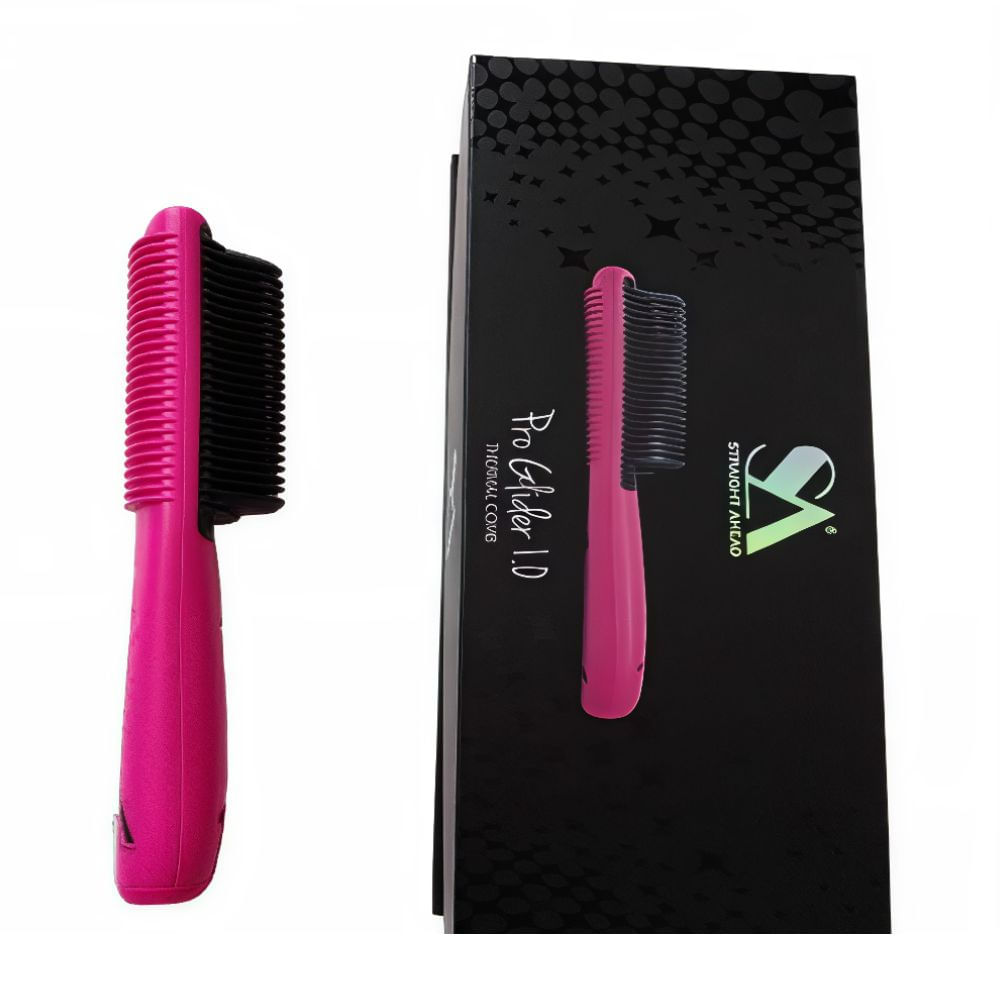 Imagen 2 del producto Peine térmico Glider Portable 4 en 1, masajea, desenreda, alisa y riza, tecnología iónica antifrizz, rosado