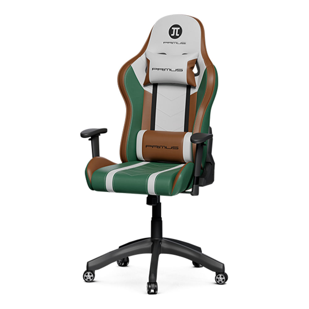 Silla gamer Primus 100T PCH-103GB, carga máxima 120kg, inclinación 135°, verde y marrón