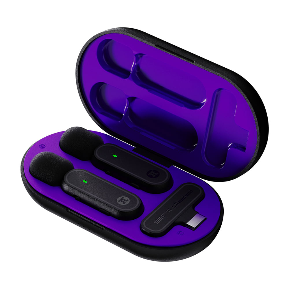 Micrófonos de solapa inalámbricos Primus VOX01 con conexión USB tipo C, con estuche de carga, negro