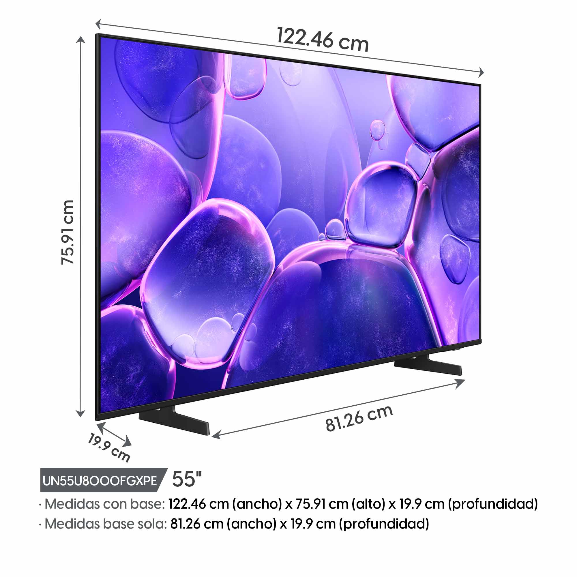 Imagen 2 del producto Smart TV Samsung 55"" 4K Crystal, UHD, sistema Tizen integrado, UN55U8000FGXPE (2025)