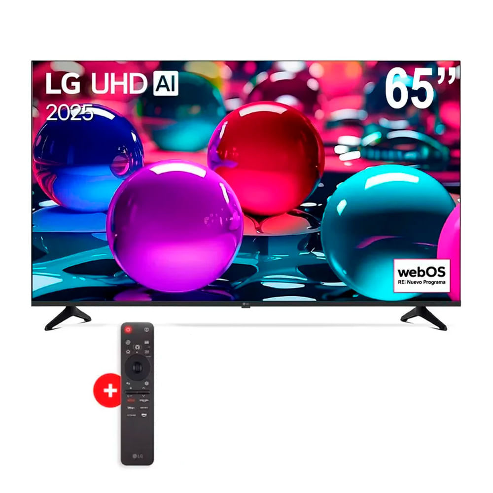 Smart TV  LG 65" 4K UHD, ThinQ AI, sistema WebOS integrado, 65UA7300PSB + magic control