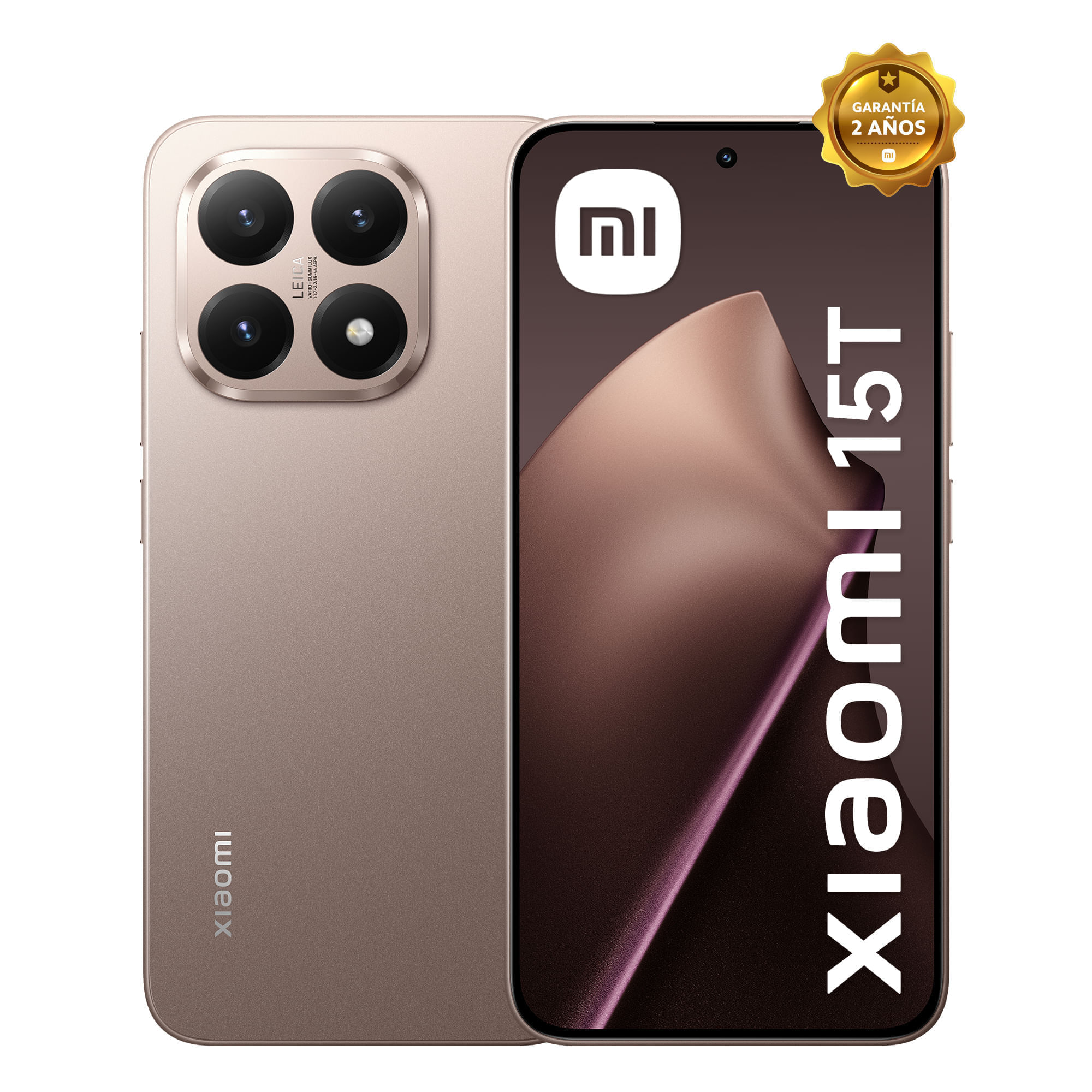 Celular Xiaomi 15T 5G 512GB, 12GB RAM, cámara principal 50MP + 12MP, frontal 32MP, 6.8", oro rosa