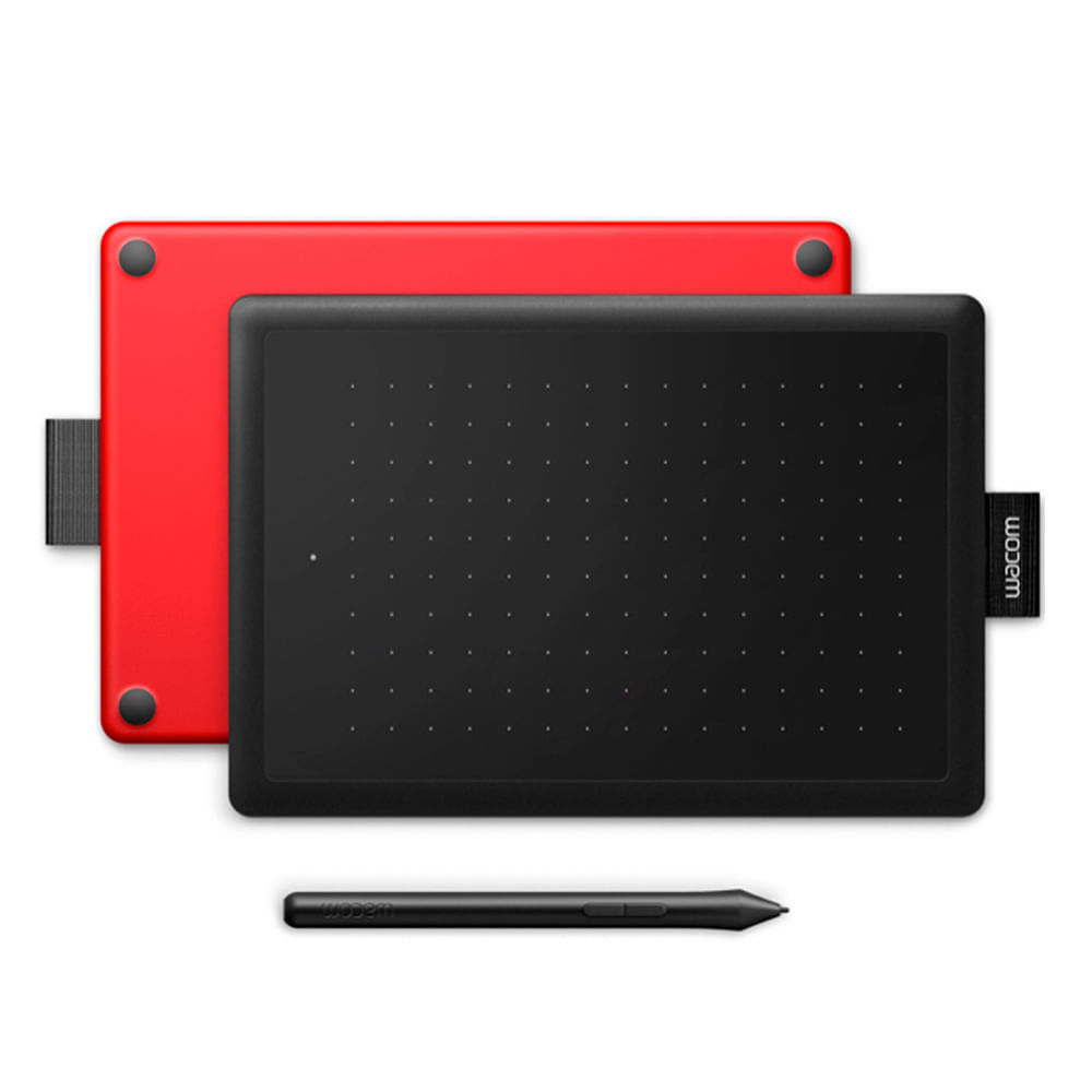 Tableta gráfica One By Wacom Small, conexión USB, incluye lápiz, negro con rojo