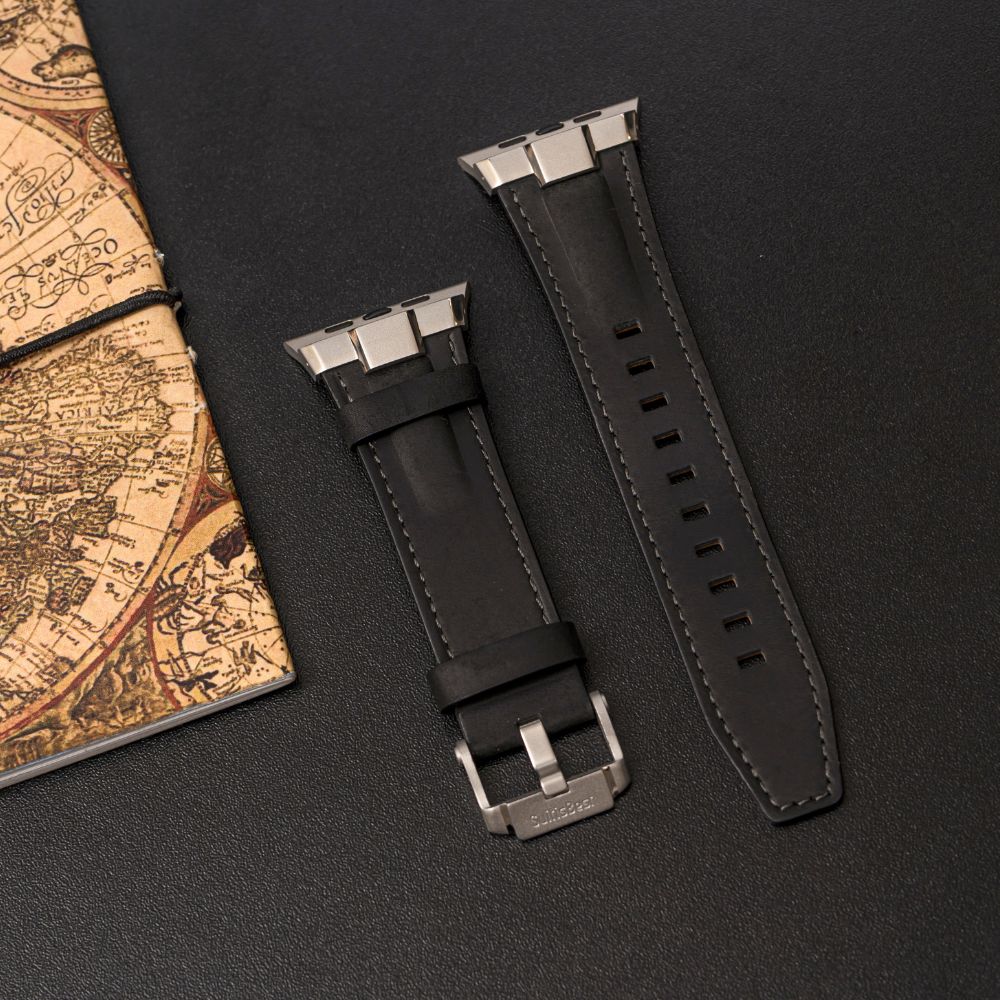 Imagen 2 del producto Correa de cuero Suitisbest Legend, para Apple Watch Ultra, hebilla espiga, negro